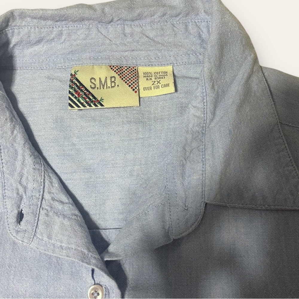 Y2K Beaded Embroidered Collared Shirt S.M.B Plus Size 2x Western Cottagecore - Picture 6 of 7